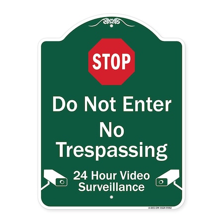 Signmission Do Not Enter 24 Hour Video Surveillance Heavy-Gauge Aluminum Architectural Sign, 24" H, GW-1824-9982 A-DES-GW-1824-9982
